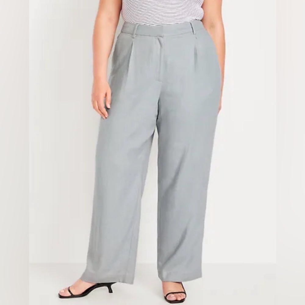Old Navy Taylor Gray wide leg adjustable Trousers size 16 NEW WITH TAGS